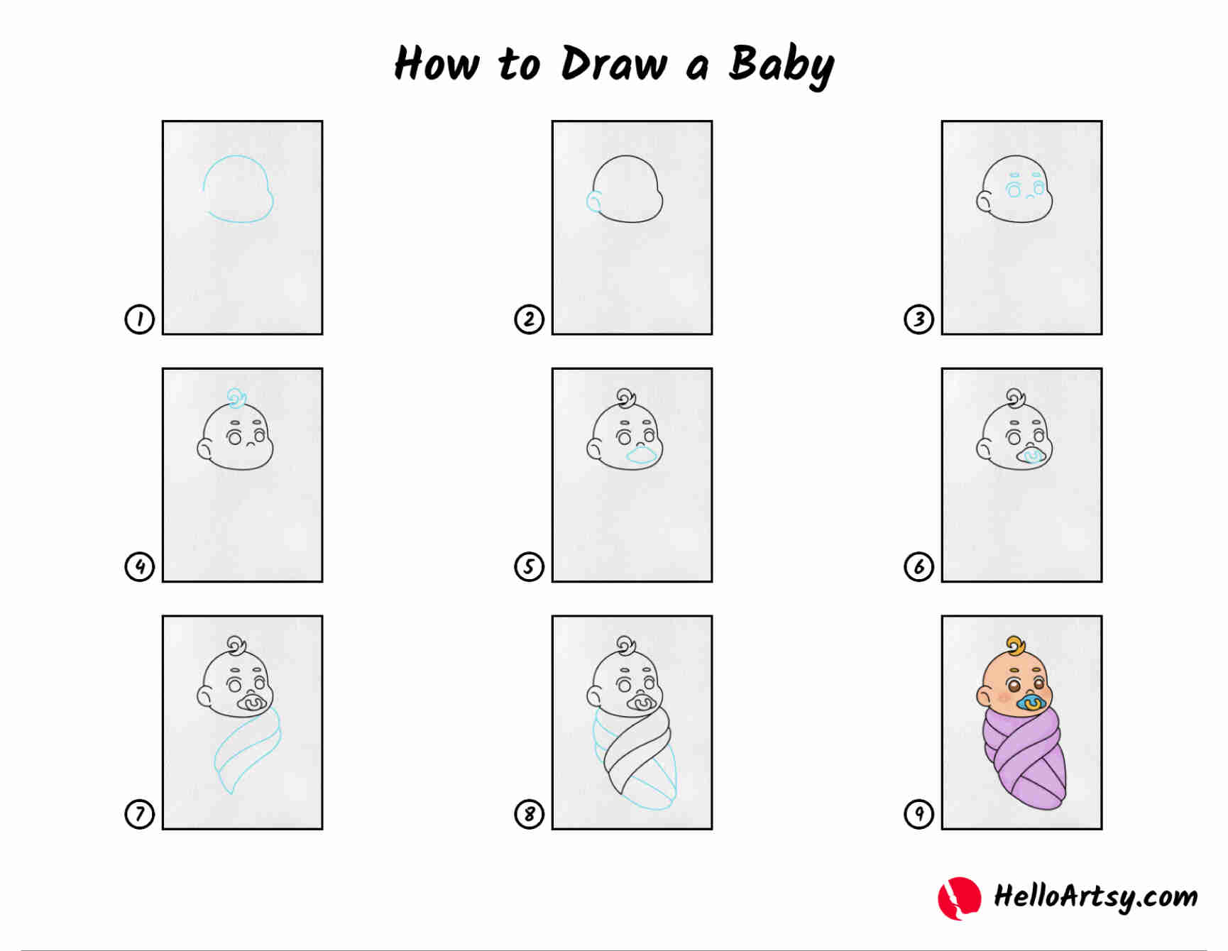 Infants Draw How to Draw a Baby - HelloArtsy
