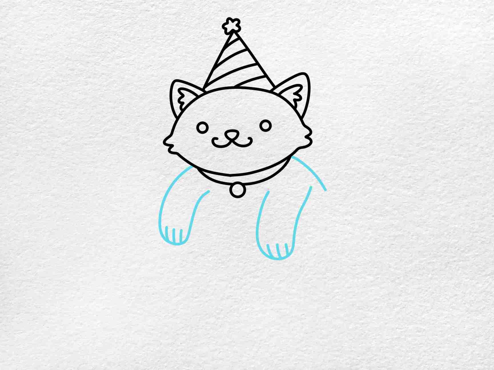 Birthday Cat Drawing: Step 5